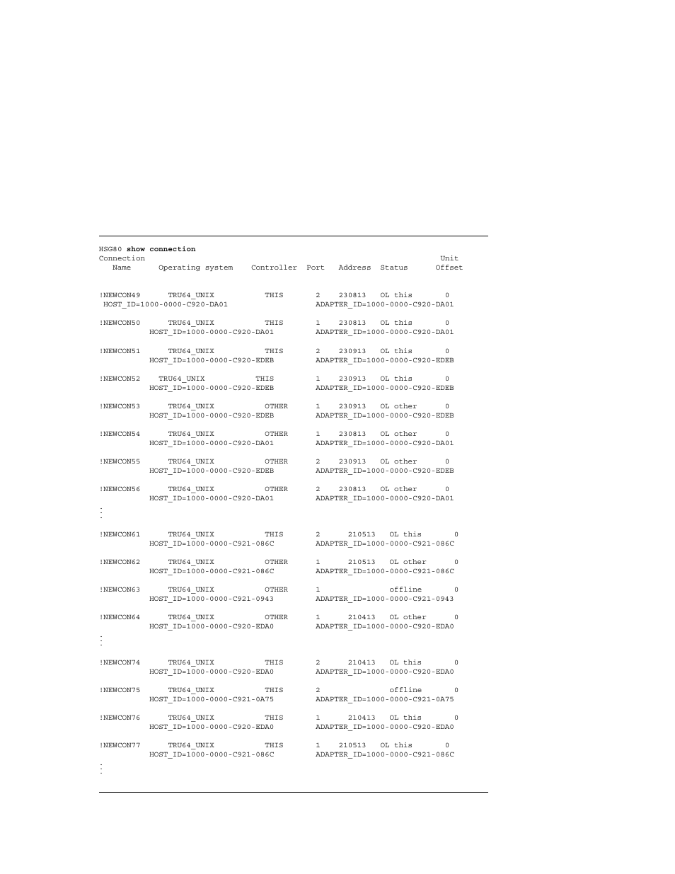 Example 6–1: determine hsg80 connection names | Compaq AA-RHGWC-TE User Manual | Page 157 / 362