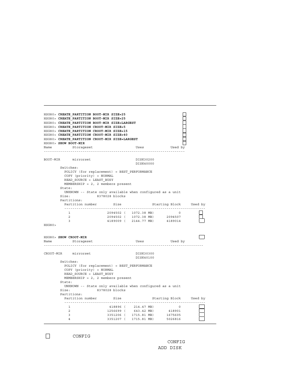 Example 6–2: setting up the mirrorset (cont.) | Compaq AA-RHGWC-TE User Manual | Page 164 / 362