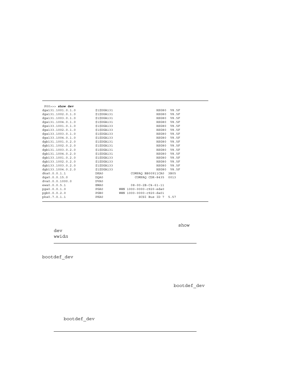 Example 6–6: sample fibre channel device names | Compaq AA-RHGWC-TE User Manual | Page 175 / 362