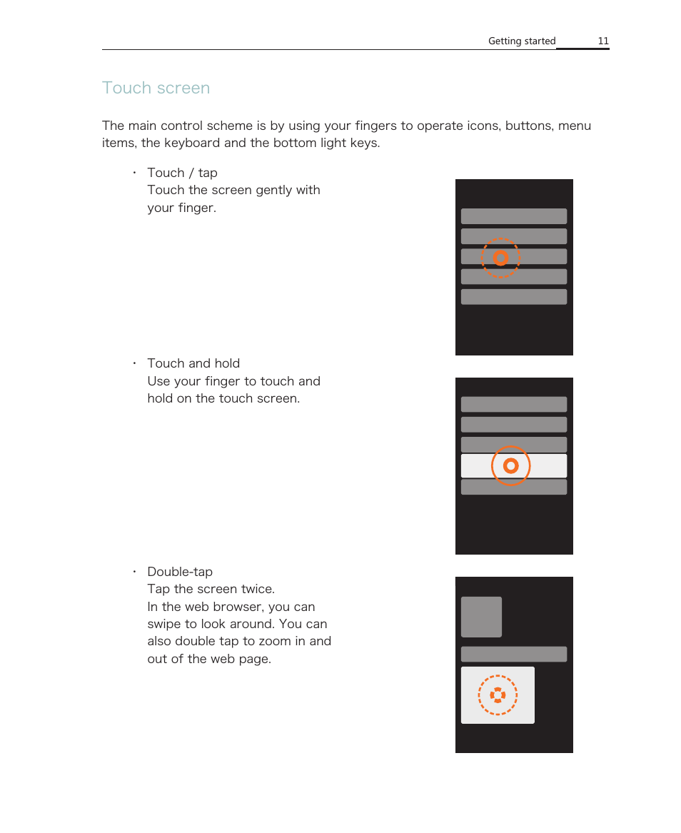 Touch screen | Meizu MX User Manual | Page 15 / 77