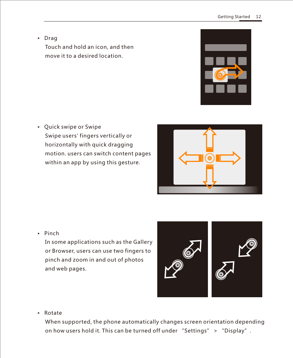 Touch screen | Meizu M351 User Manual | Page 12 / 61