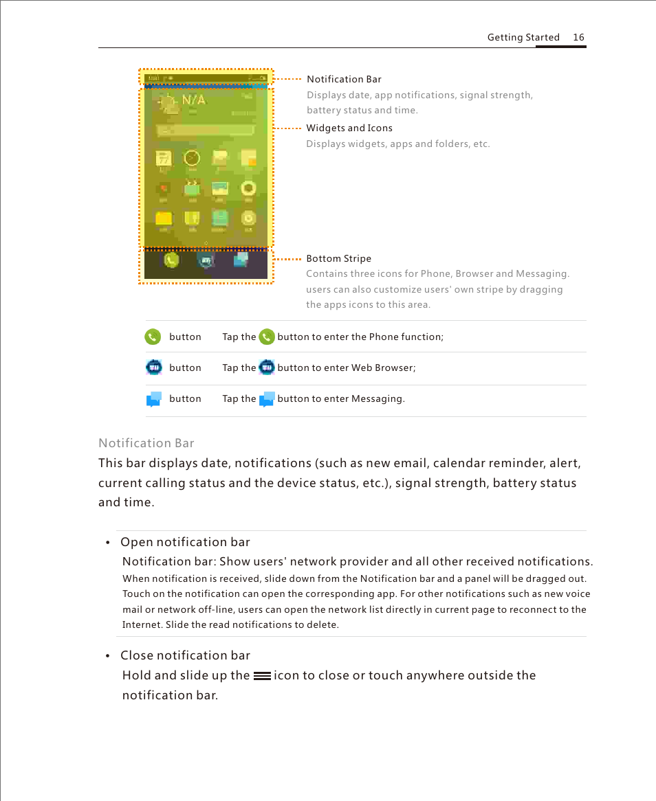 Home screen | Meizu M351 User Manual | Page 16 / 61