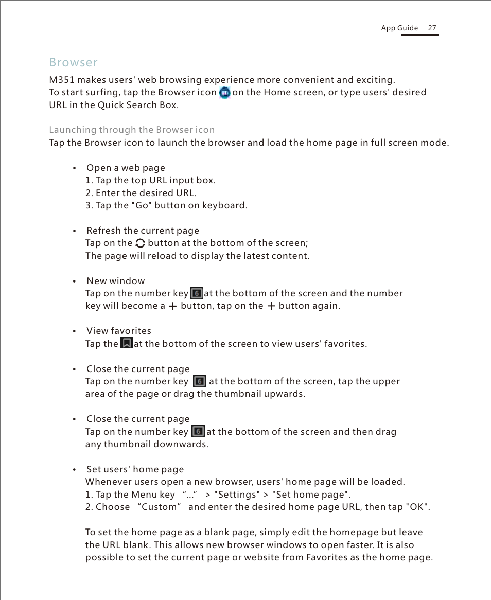 Browser1, Browser | Meizu M351 User Manual | Page 27 / 61