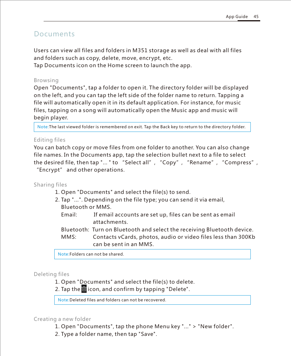 Documents 1, Documents | Meizu M351 User Manual | Page 45 / 61