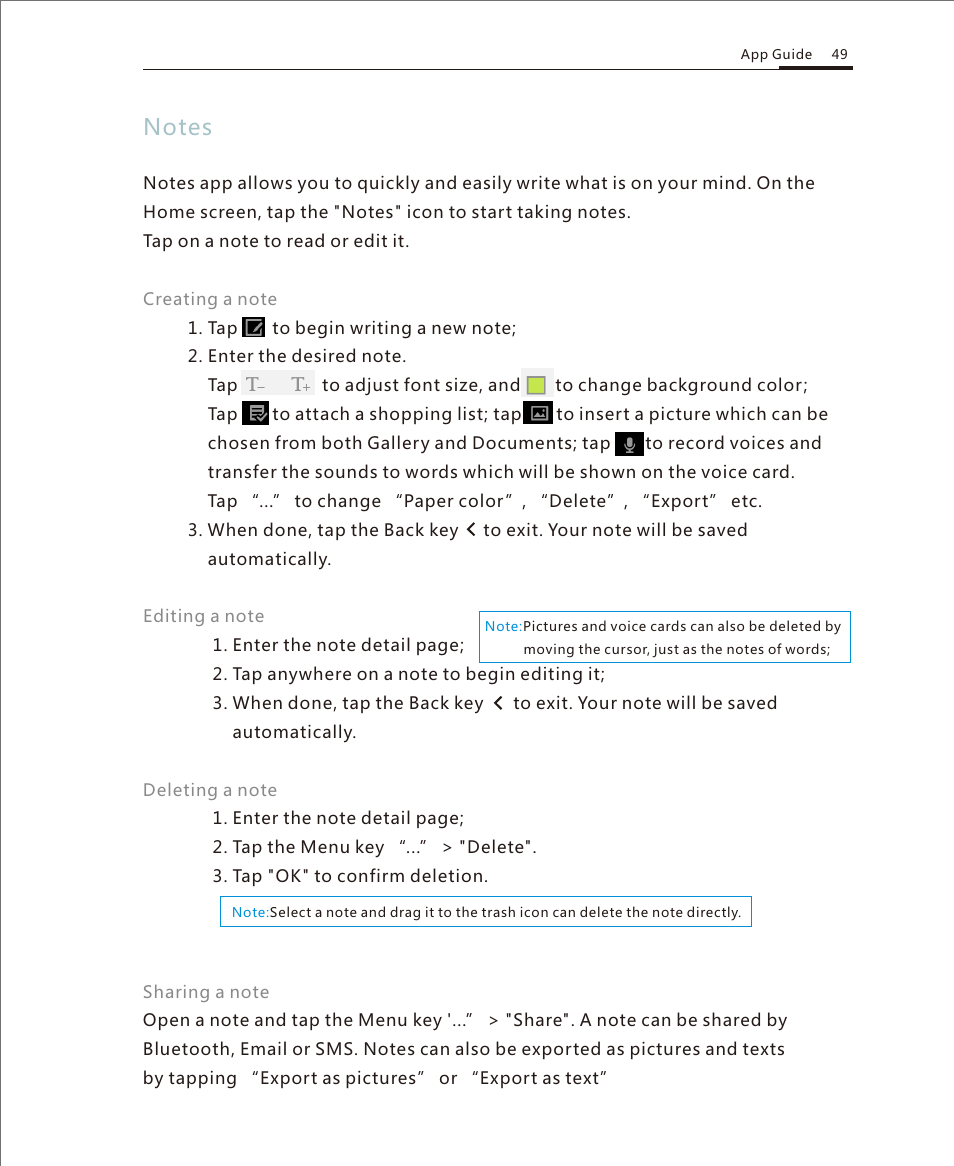Note 1 | Meizu M351 User Manual | Page 49 / 61