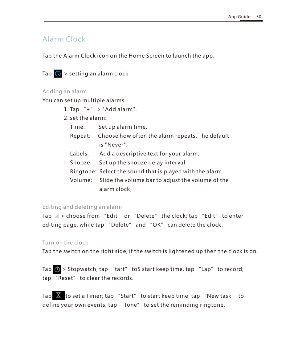 Alarm clock 1, Alarm clock | Meizu M351 User Manual | Page 50 / 61