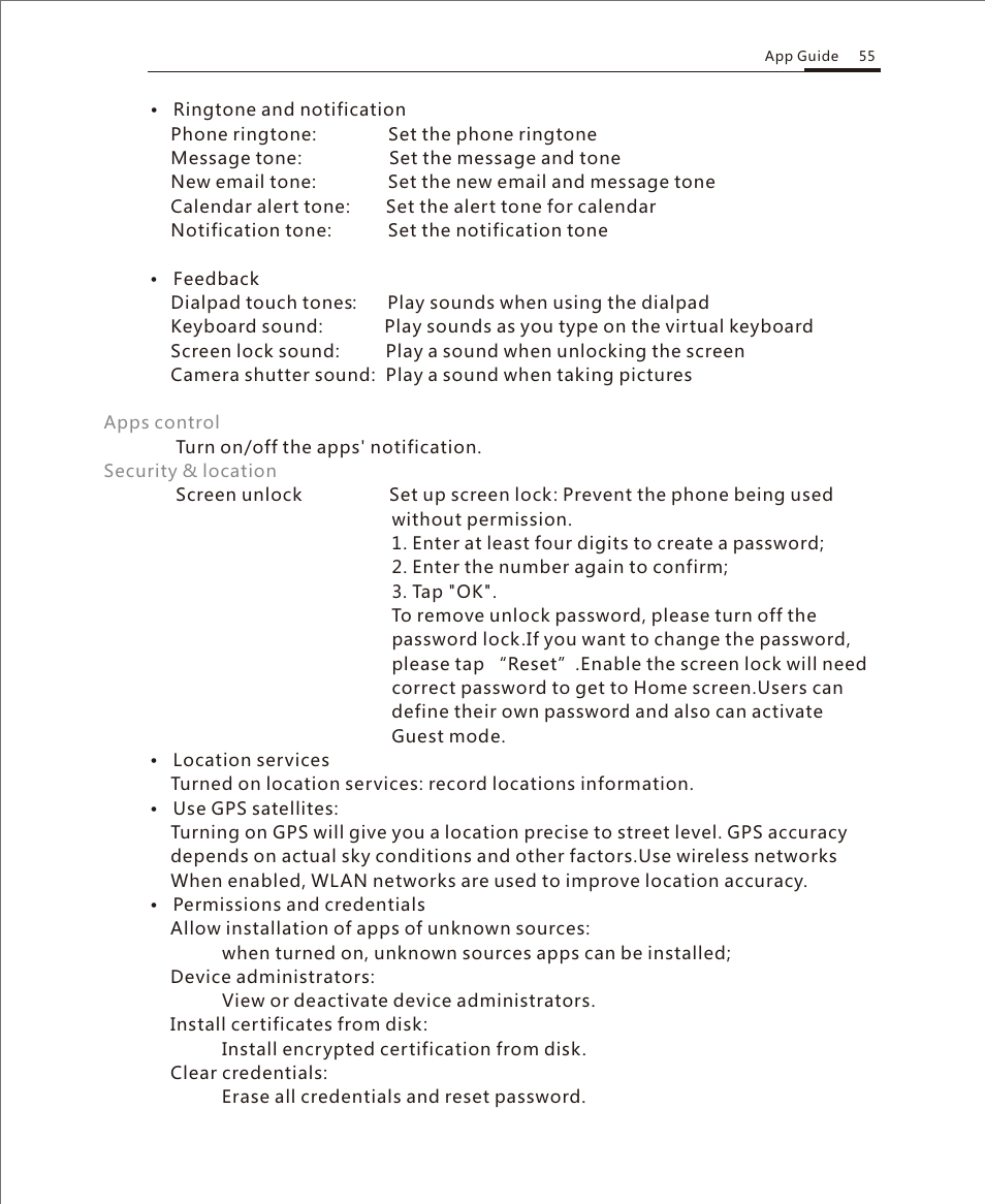 Settings 3 | Meizu M351 User Manual | Page 55 / 61