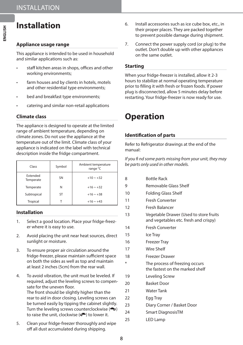 Operation, Introduction, Installation | LG GW-B489SMFZ User Manual | Page 8 / 21