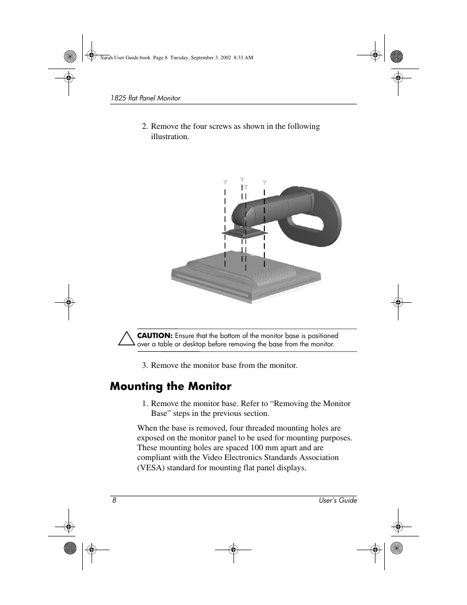 Mounting the monitor | Compaq 1825 User Manual | Page 10 / 31