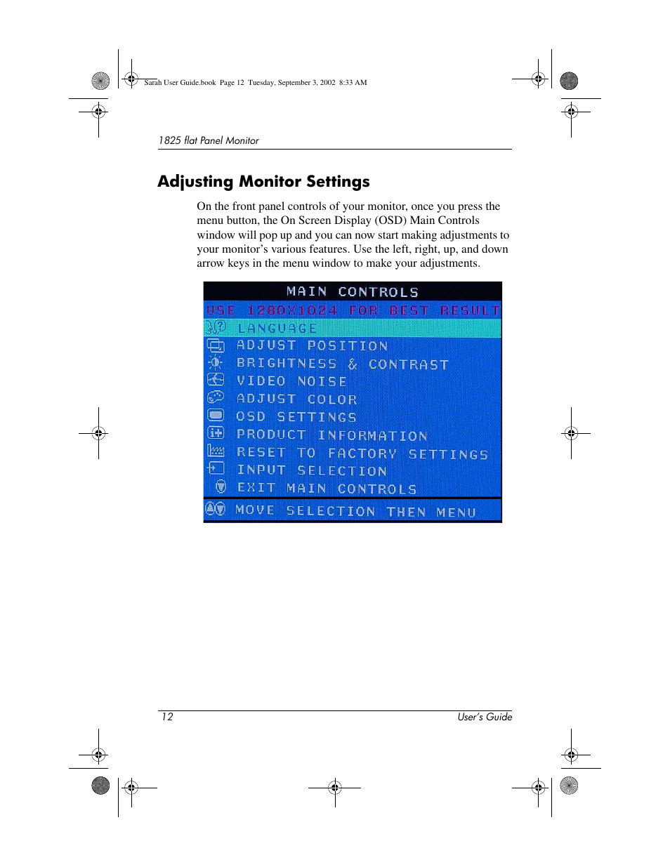 Adjusting monitor settings | Compaq 1825 User Manual | Page 14 / 31