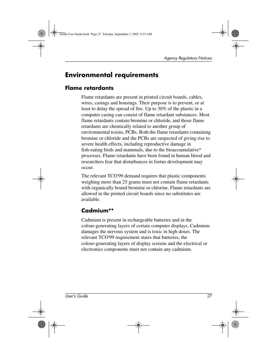 Environmental requirements | Compaq 1825 User Manual | Page 29 / 31