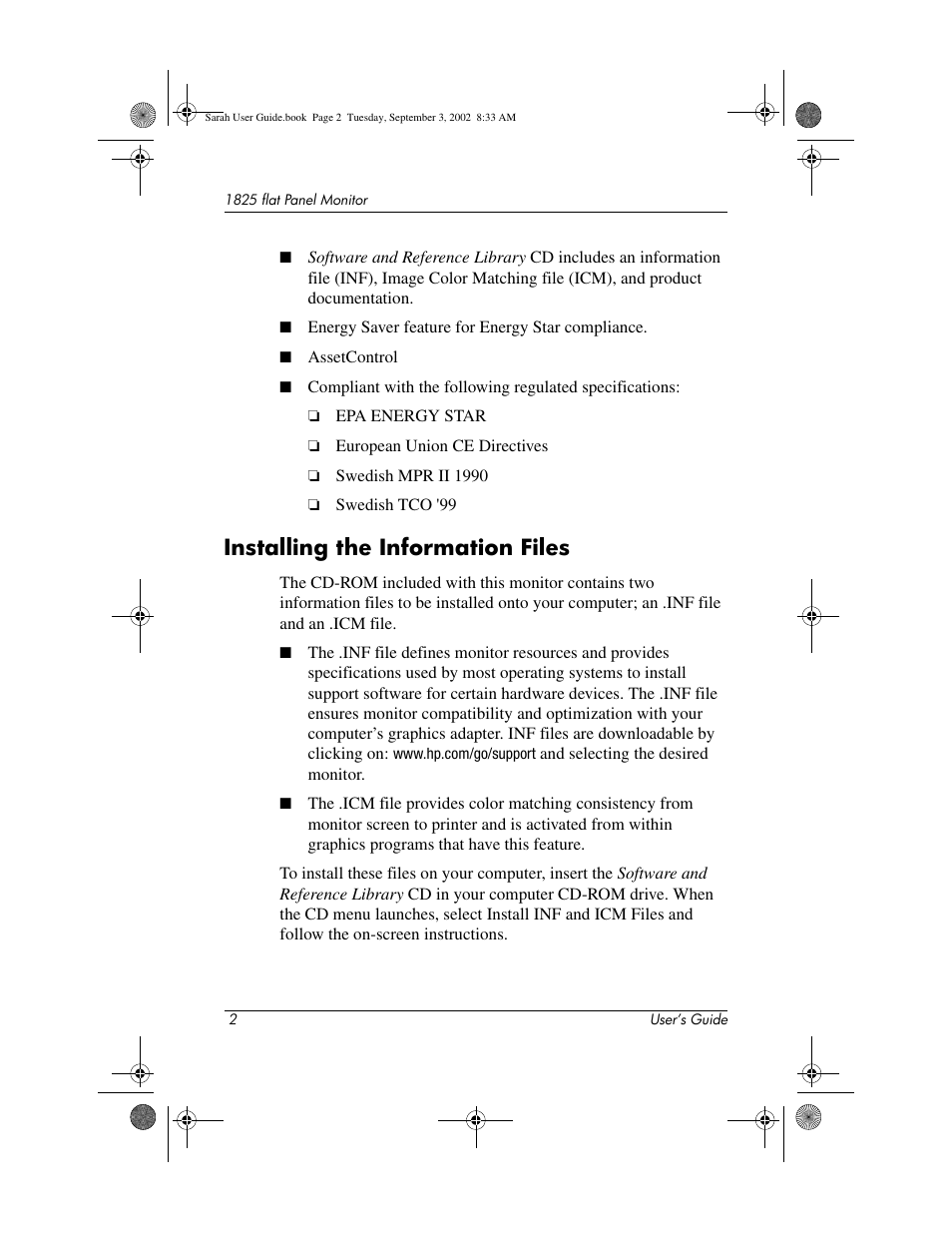 Installing the information files | Compaq 1825 User Manual | Page 4 / 31