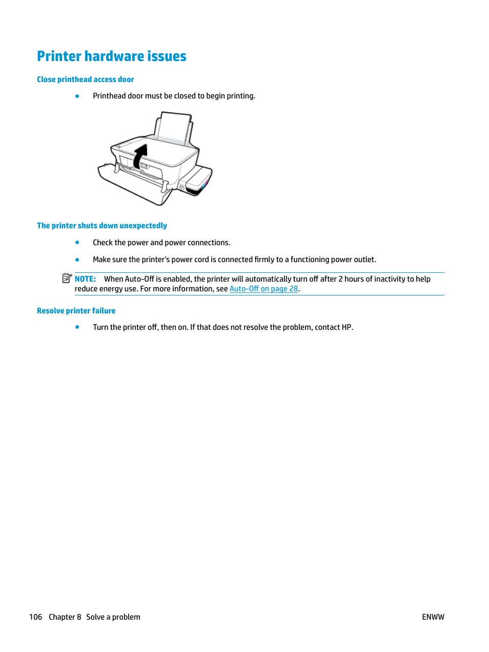 Printer hardware issues | HP DeskJet GT 5820 User Manual | Page 112 / 133