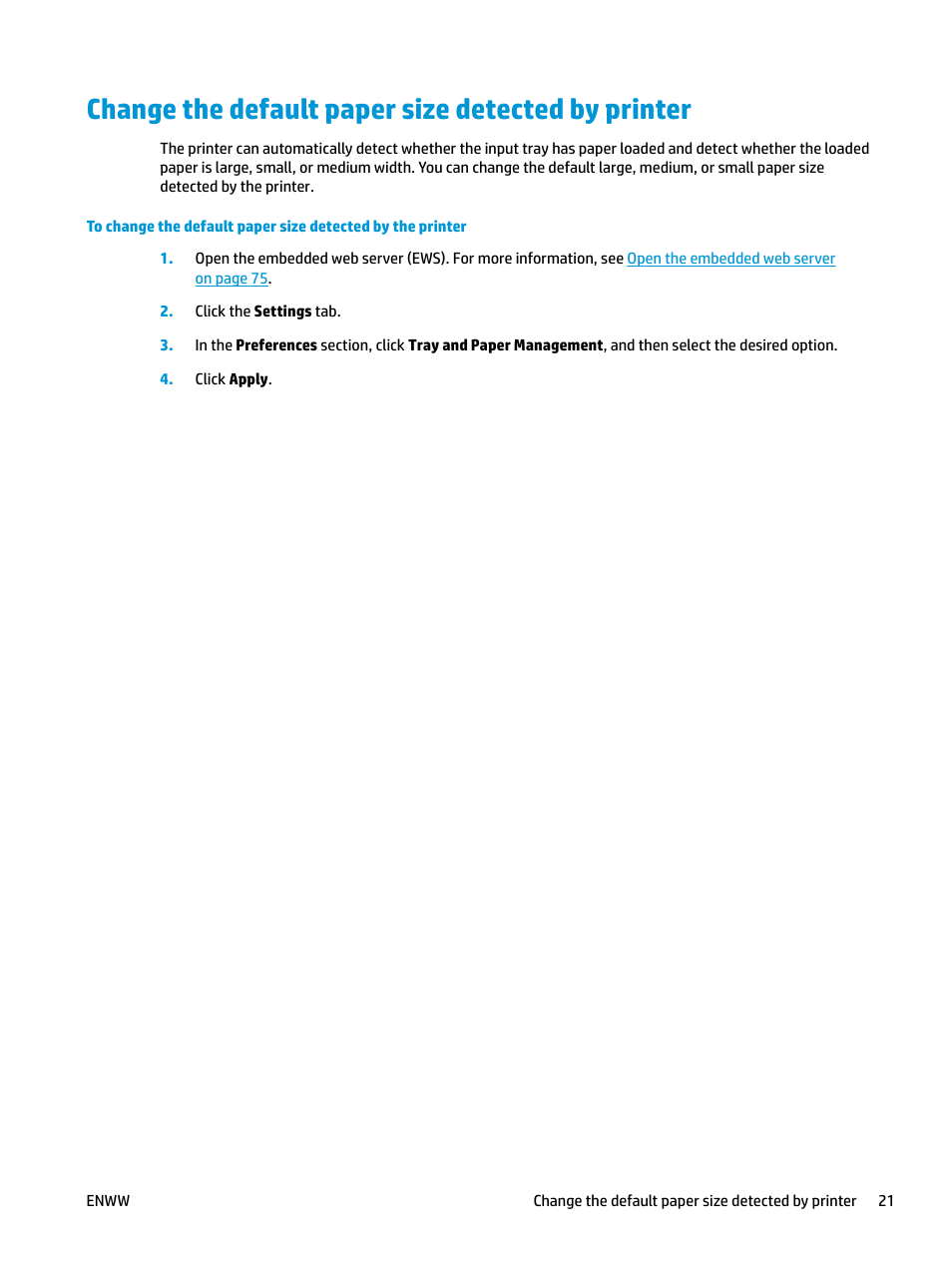 Change the default paper size detected by printer, Tion, see, Change the | HP DeskJet GT 5820 User Manual | Page 27 / 133