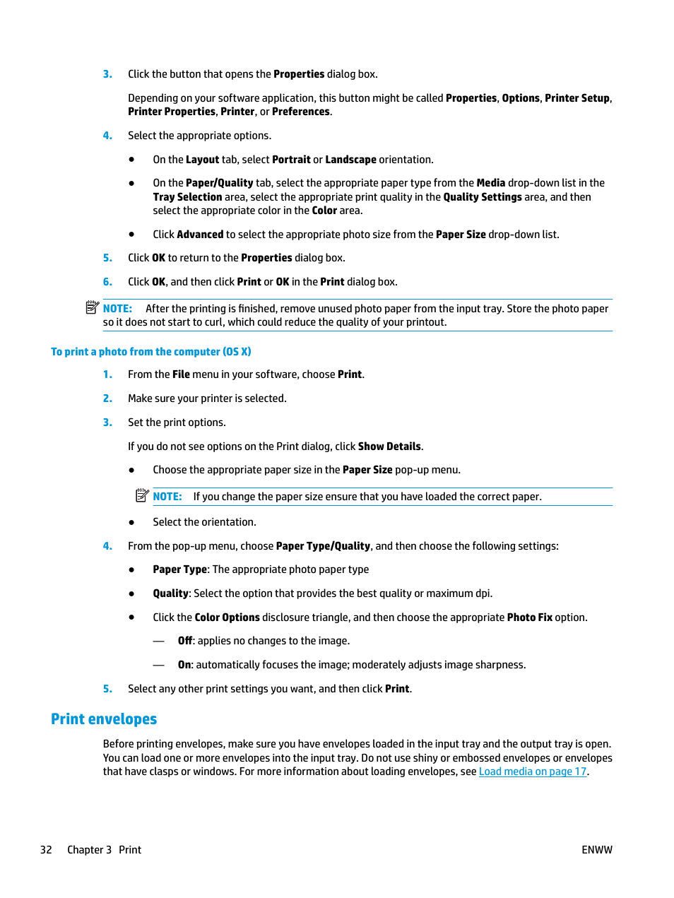 Print envelopes | HP DeskJet GT 5820 User Manual | Page 38 / 133