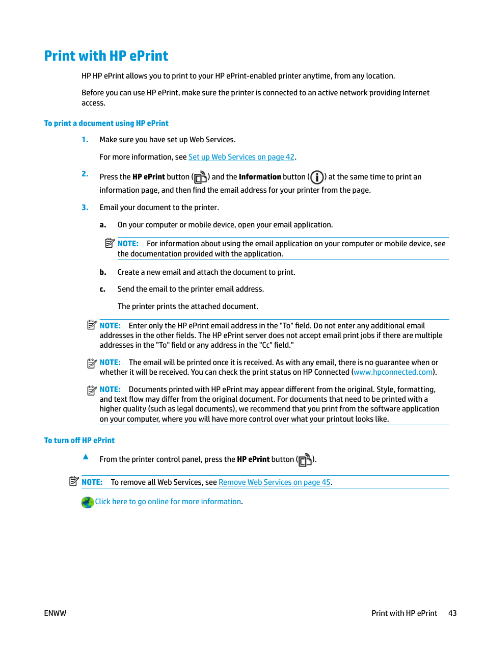 Print with hp eprint, Er. see | HP DeskJet GT 5820 User Manual | Page 49 / 133