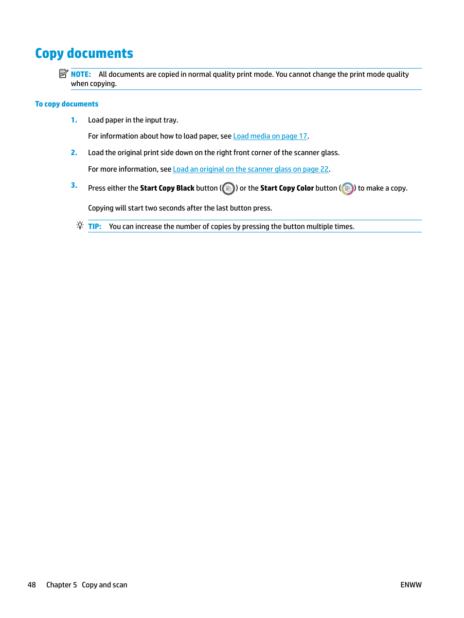 Copy documents | HP DeskJet GT 5820 User Manual | Page 54 / 133