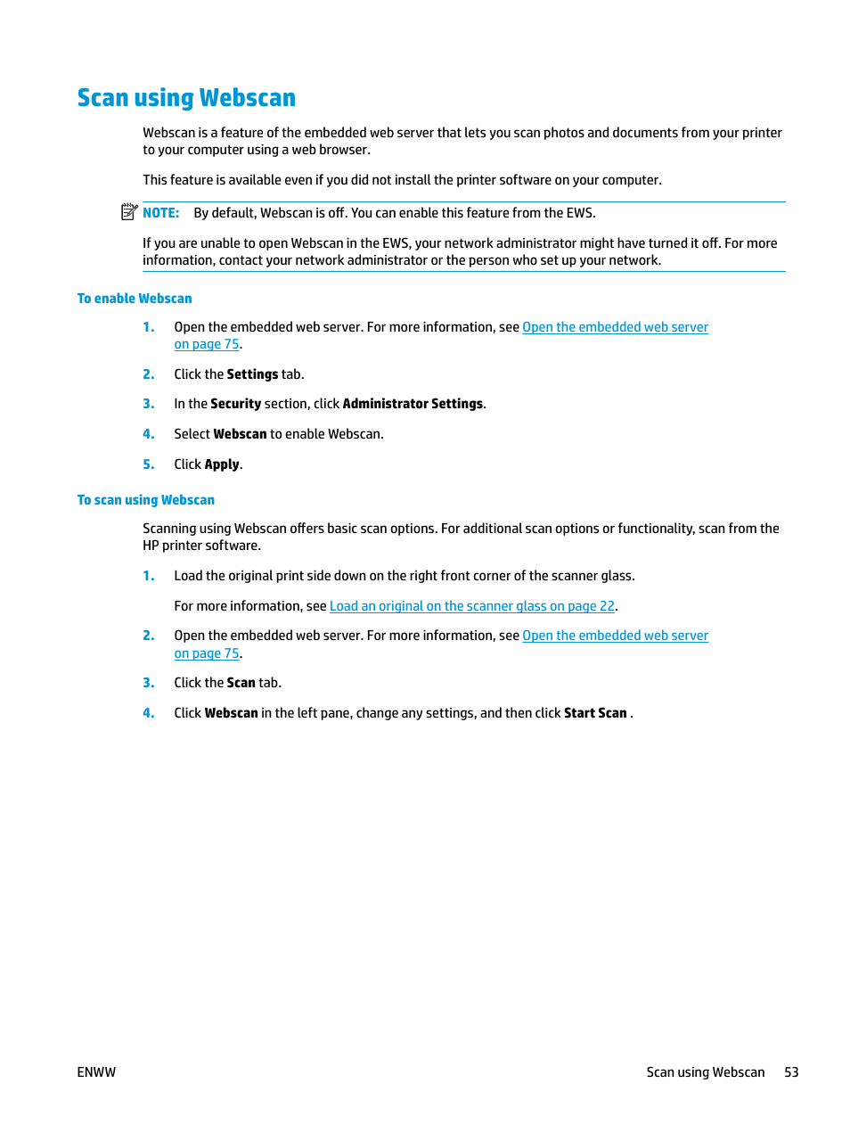 Scan using webscan | HP DeskJet GT 5820 User Manual | Page 59 / 133