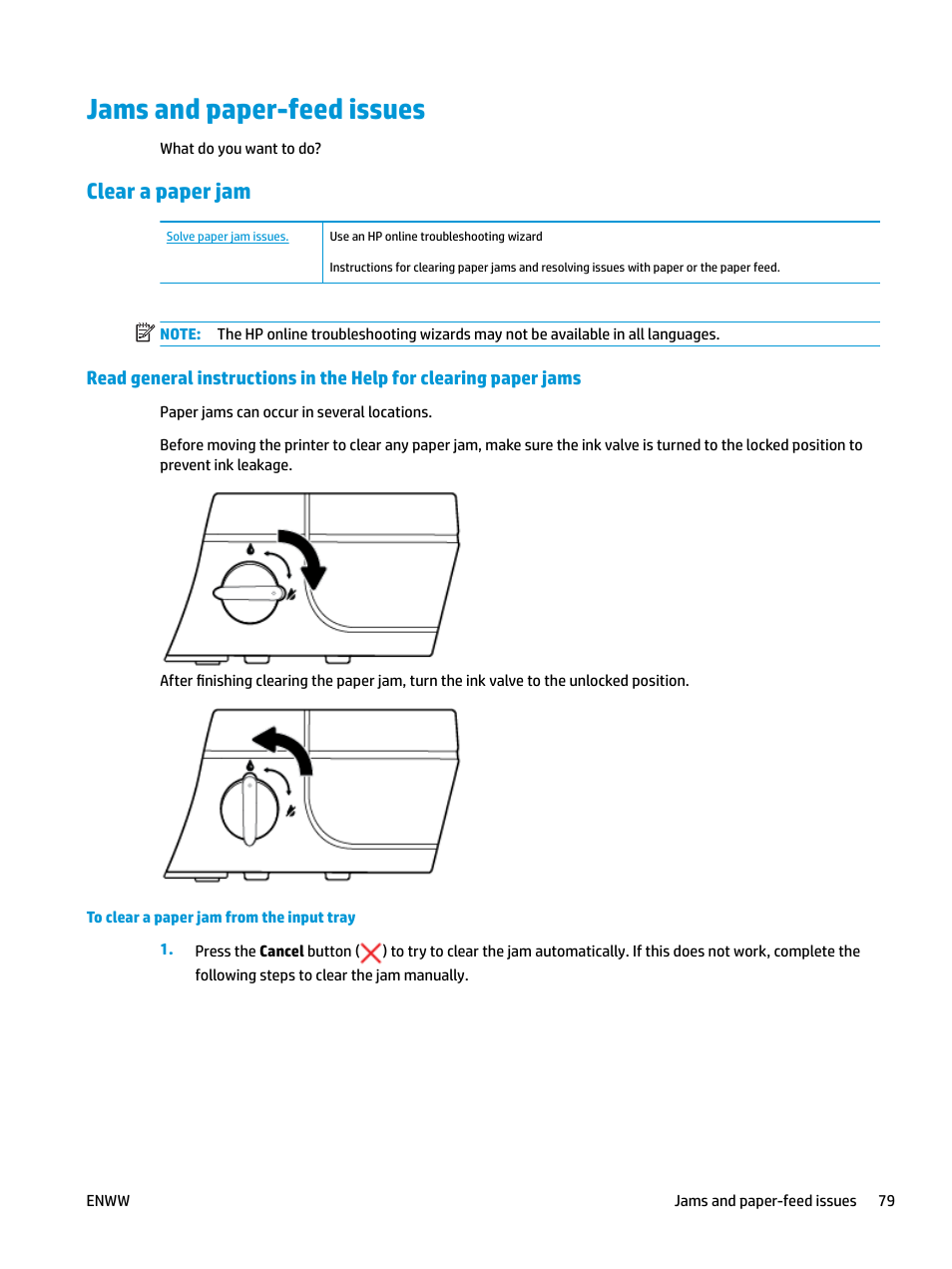 Jams and paper-feed issues, Clear a paper jam, Tion, see | HP DeskJet GT 5820 User Manual | Page 85 / 133