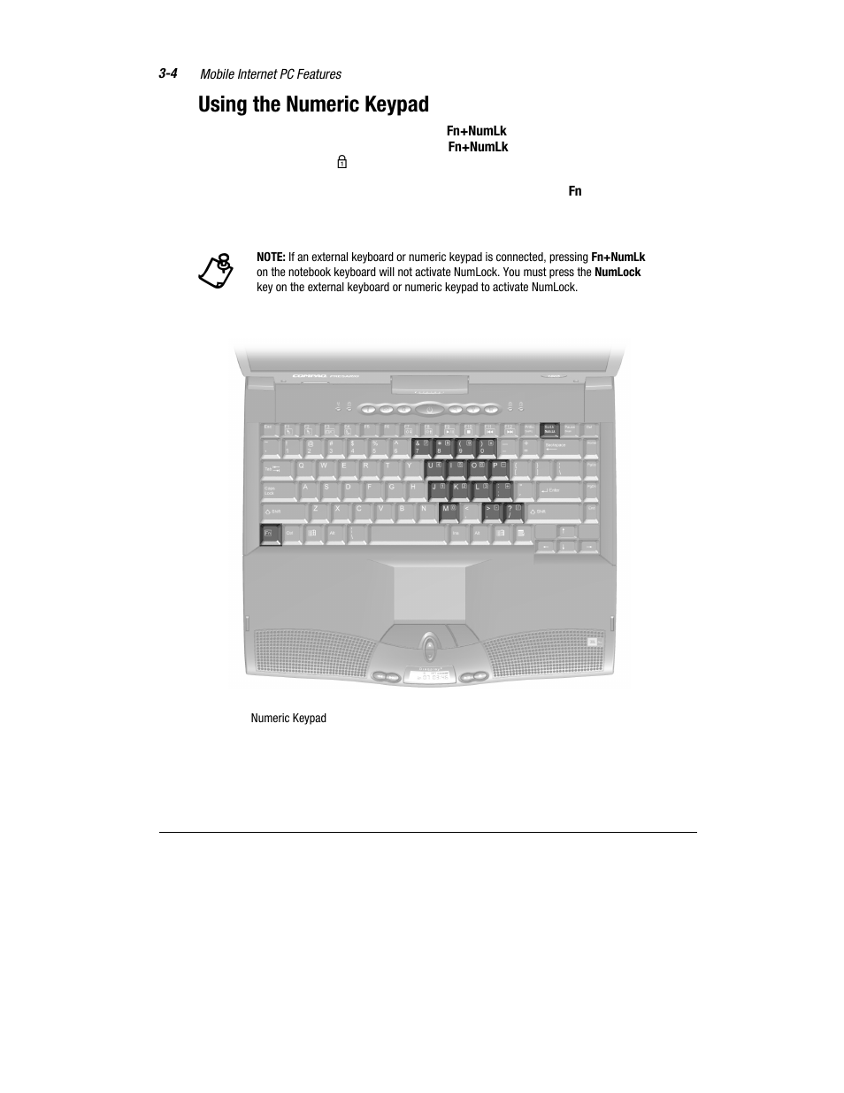 Using the numeric keypad | Compaq 1800 Series User Manual | Page 29 / 71