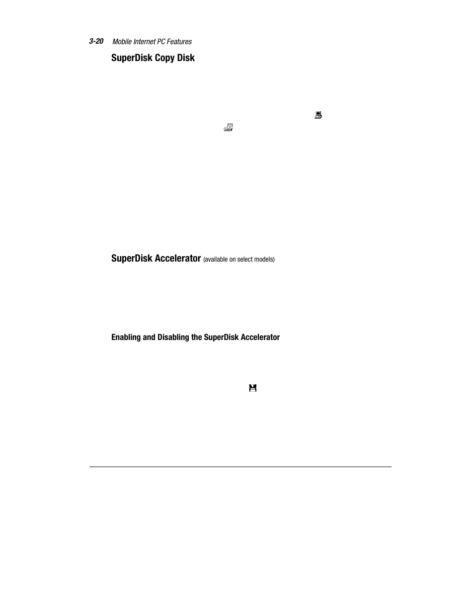 Superdisk copy disk, Superdisk accelerator | Compaq 1800 Series User Manual | Page 45 / 71