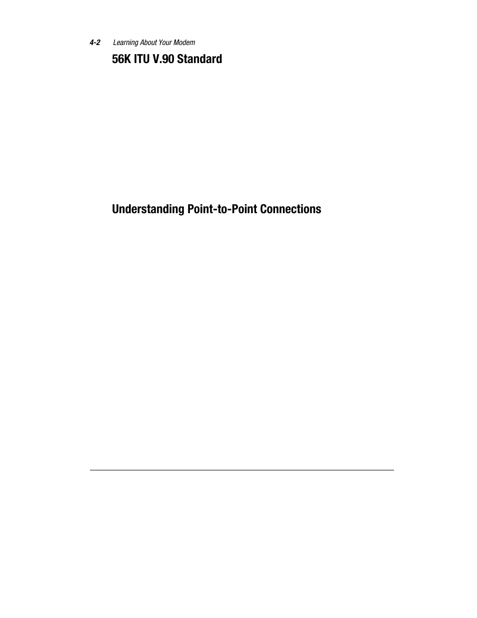 56k itu v.90 standard, Understanding point-to-point connections | Compaq 1800 Series User Manual | Page 49 / 71