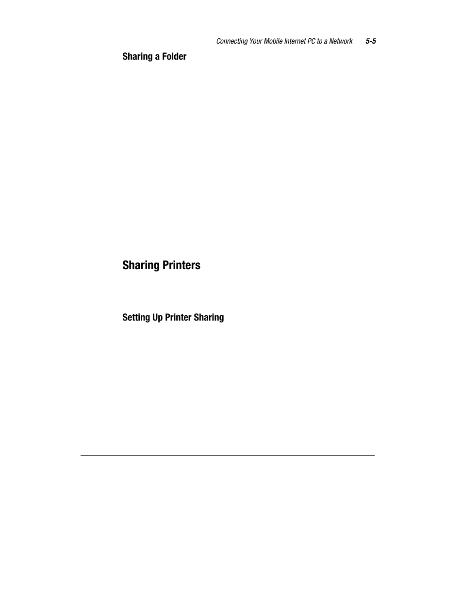 Sharing printers, Sharing a folder, Setting up printer sharing | Compaq 1800 Series User Manual | Page 54 / 71