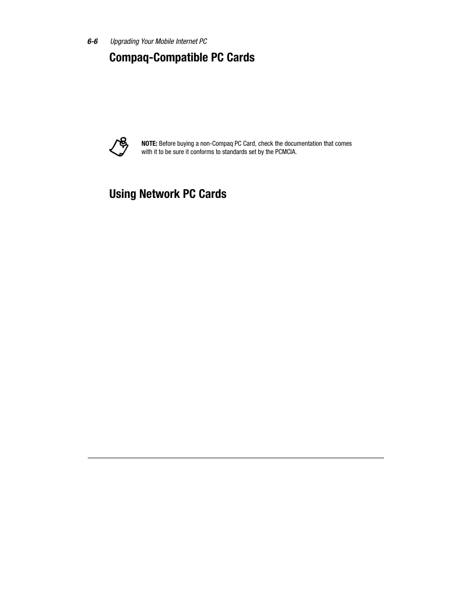 Compaq-compatible pc cards, Using network pc cards | Compaq 1800 Series User Manual | Page 63 / 71