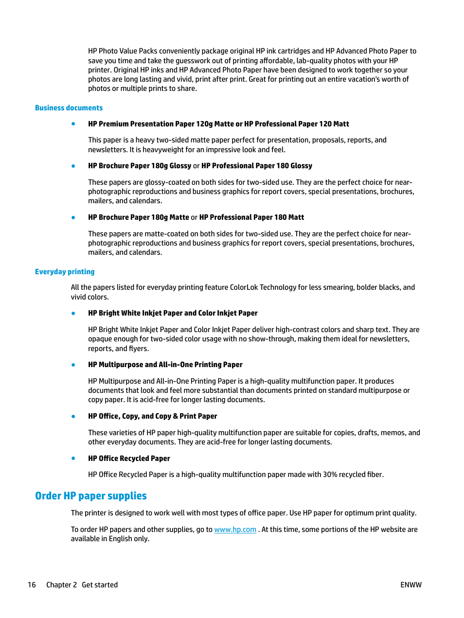 Order hp paper supplies | HP DeskJet 3700 User Manual | Page 20 / 118