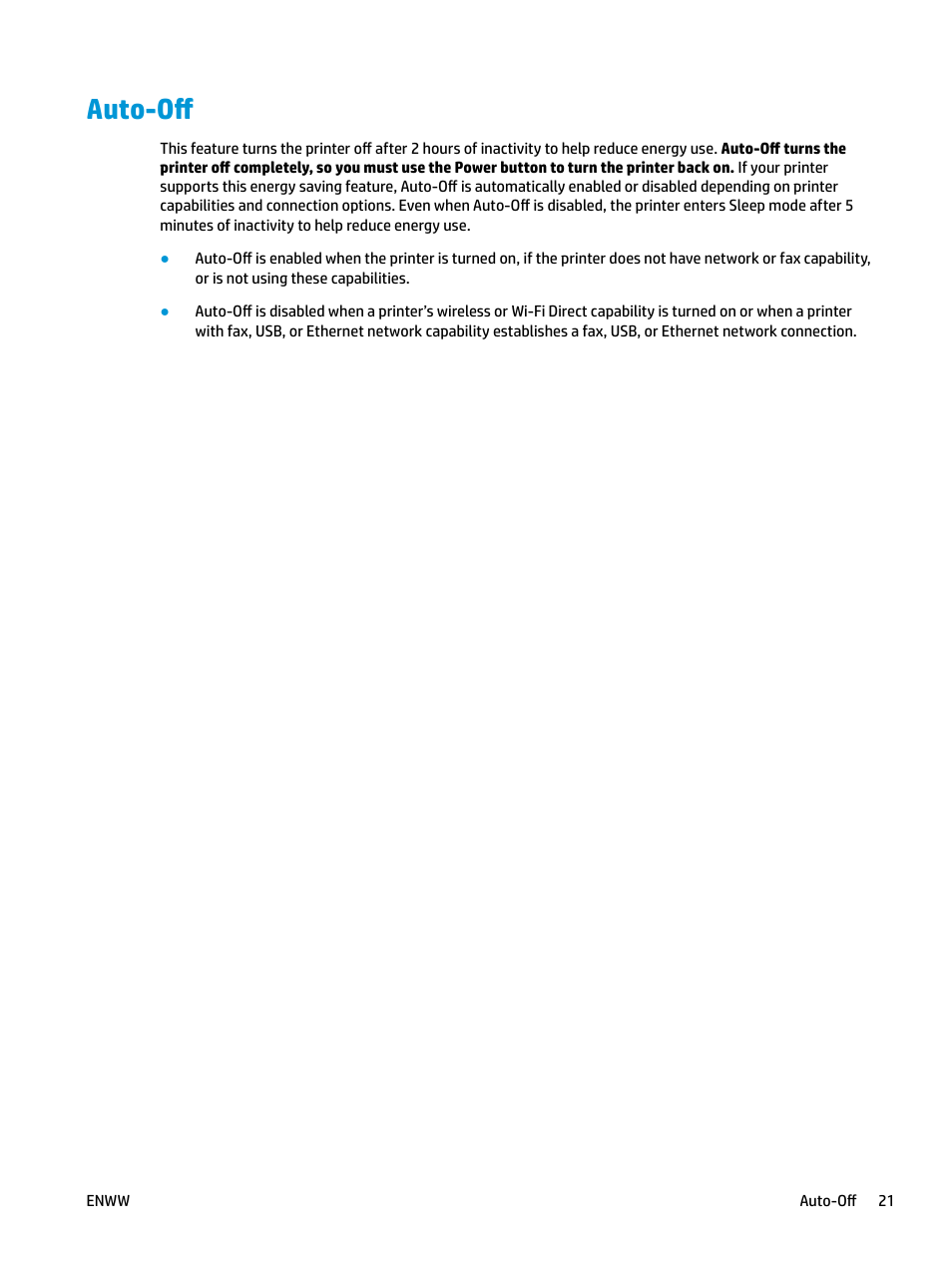 Auto-off | HP DeskJet 3700 User Manual | Page 25 / 118