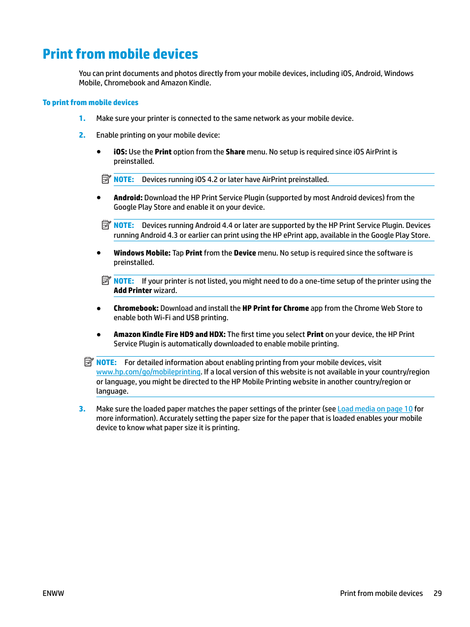 Print from mobile devices | HP DeskJet 3700 User Manual | Page 33 / 118