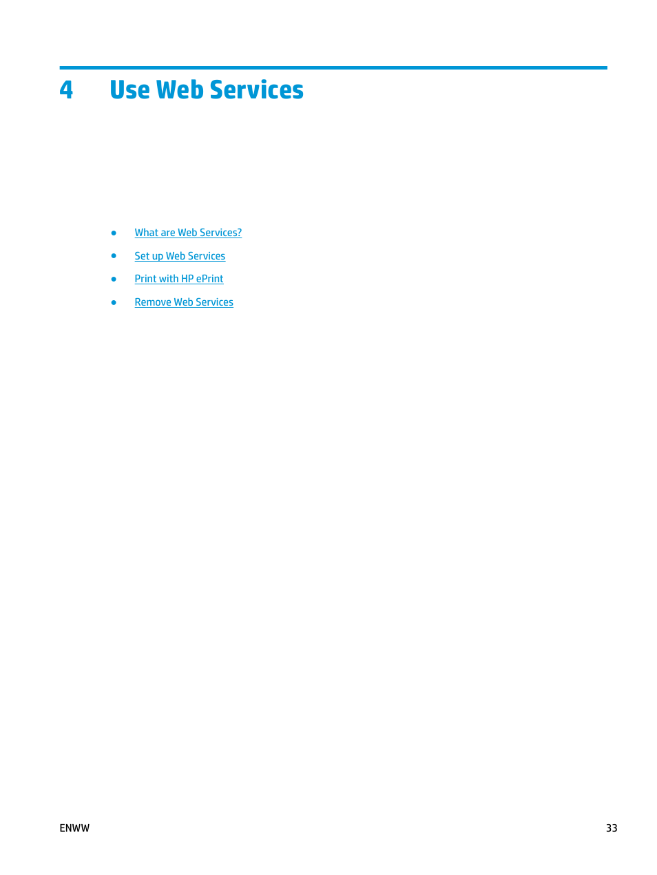 Use web services, 4 use web services, 4use web services | HP DeskJet 3700 User Manual | Page 37 / 118