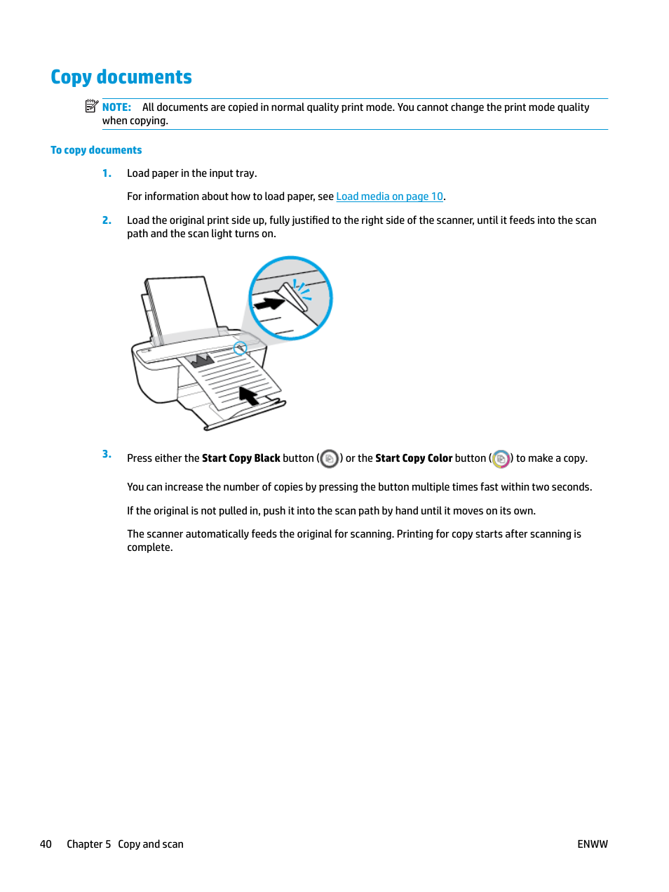 Copy documents | HP DeskJet 3700 User Manual | Page 44 / 118