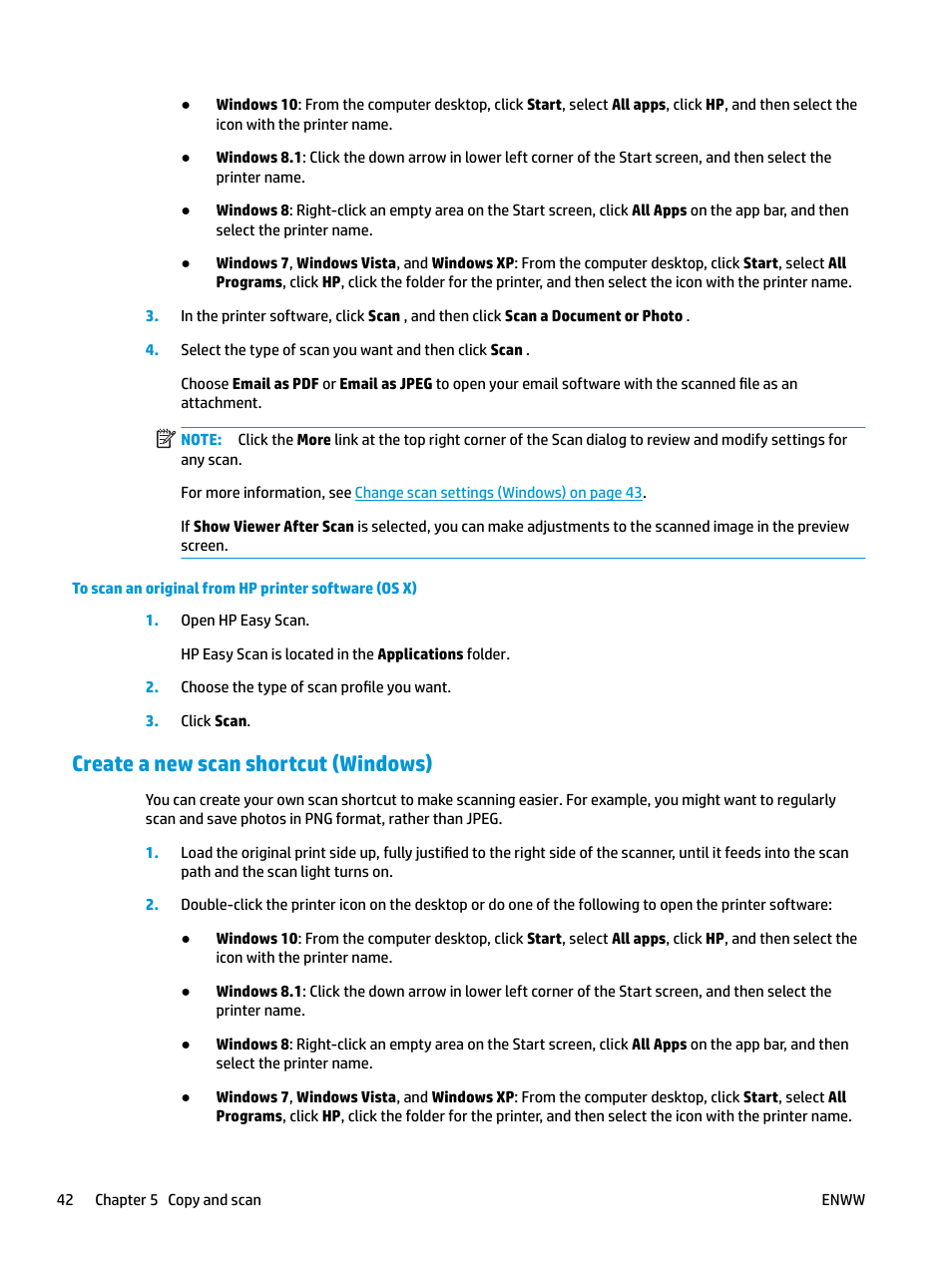 Create a new scan shortcut (windows) | HP DeskJet 3700 User Manual | Page 46 / 118
