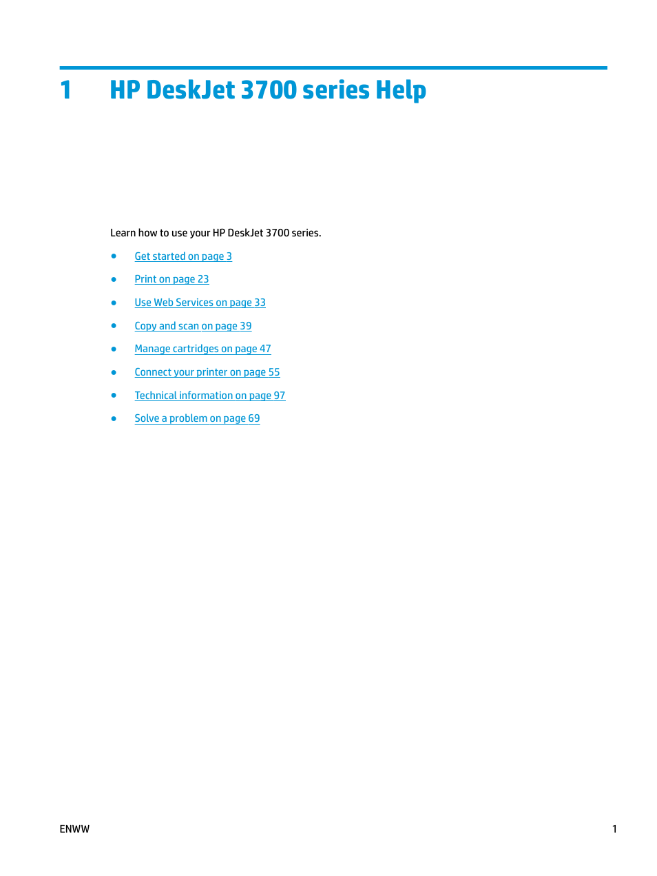 Hp deskjet 3700 series help, 1 hp deskjet 3700 series help | HP DeskJet 3700 User Manual | Page 5 / 118