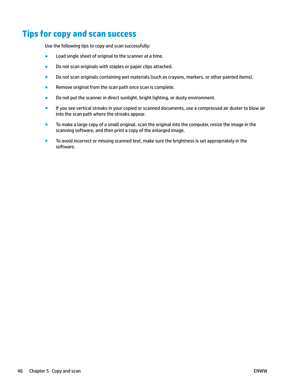 Tips for copy and scan success | HP DeskJet 3700 User Manual | Page 50 / 118