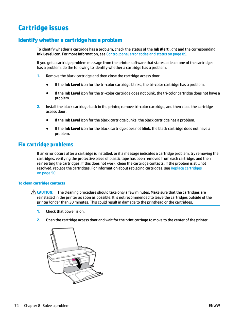 Cartridge issues, Identify whether a cartridge has a problem, Fix cartridge problems | HP DeskJet 3700 User Manual | Page 78 / 118