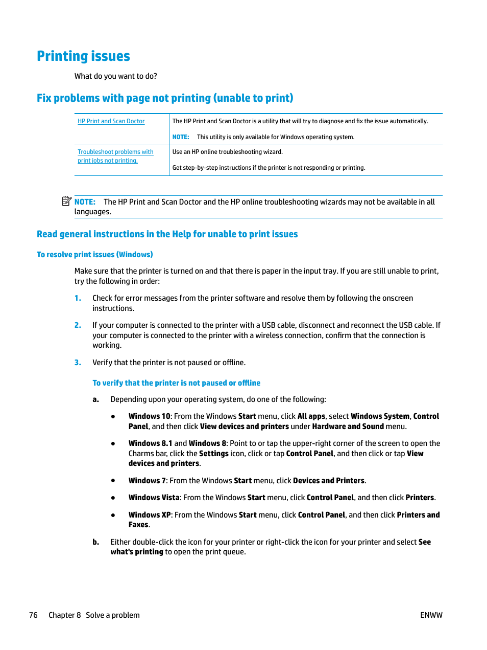 Printing issues | HP DeskJet 3700 User Manual | Page 80 / 118