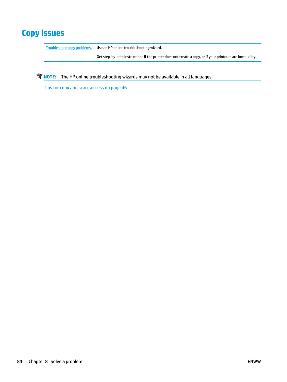 Copy issues | HP DeskJet 3700 User Manual | Page 88 / 118