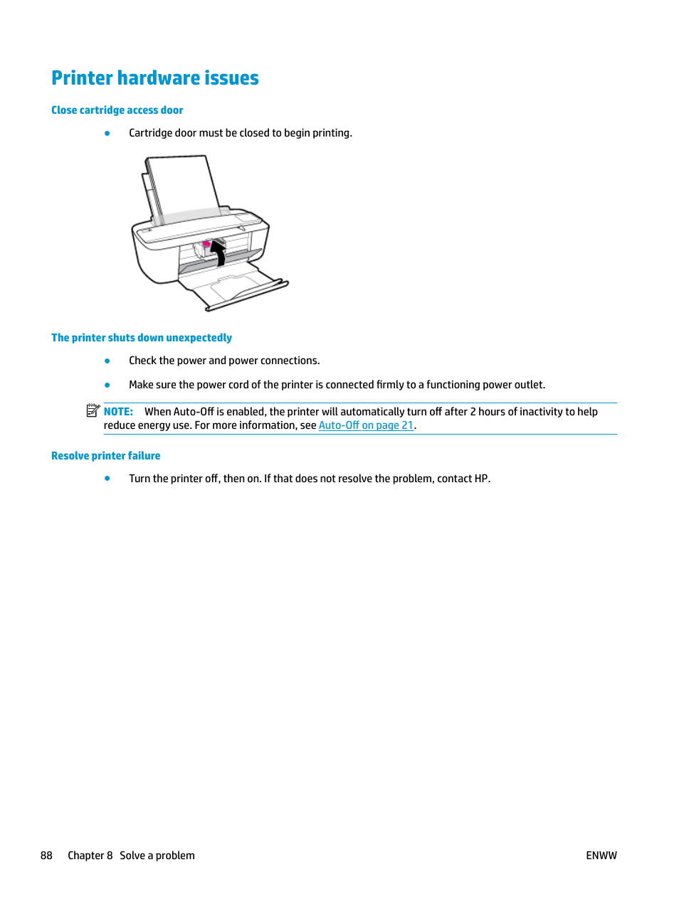 Printer hardware issues | HP DeskJet 3700 User Manual | Page 92 / 118