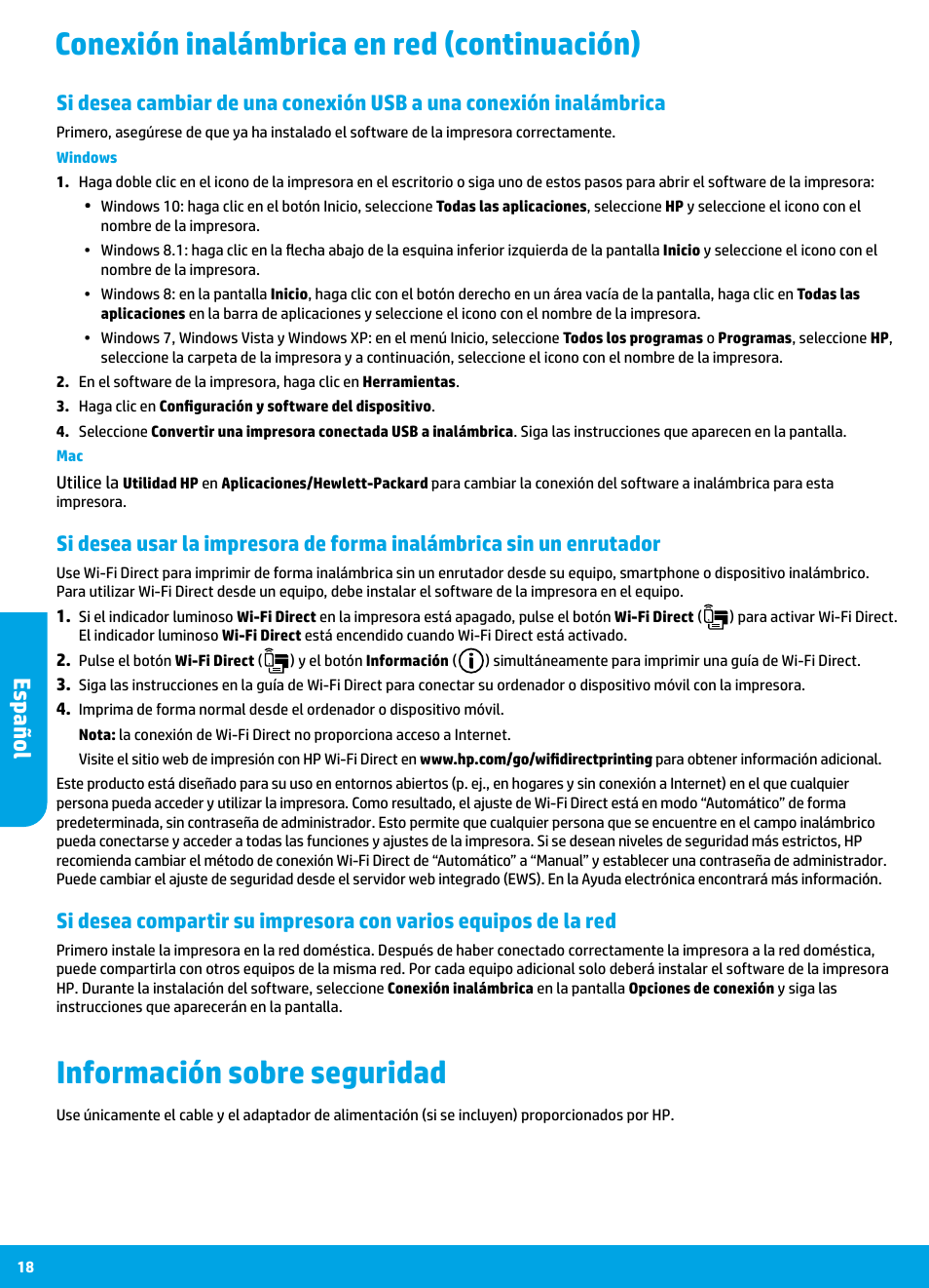 Es pañol | HP DeskJet 3700 User Manual | Page 18 / 19