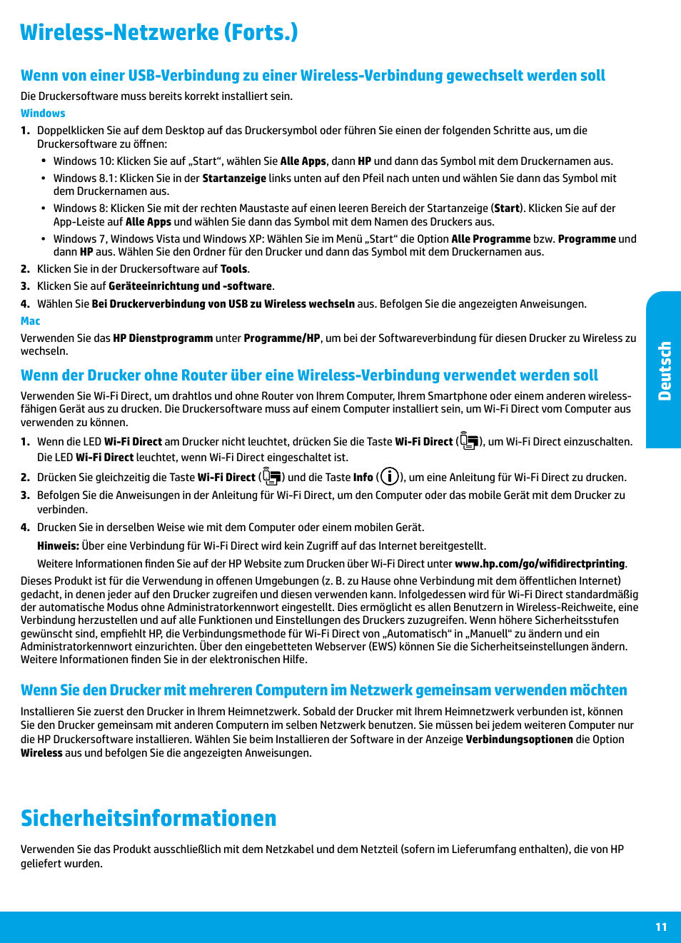 Deutsch | HP DeskJet 3700 User Manual | Page 11 / 85