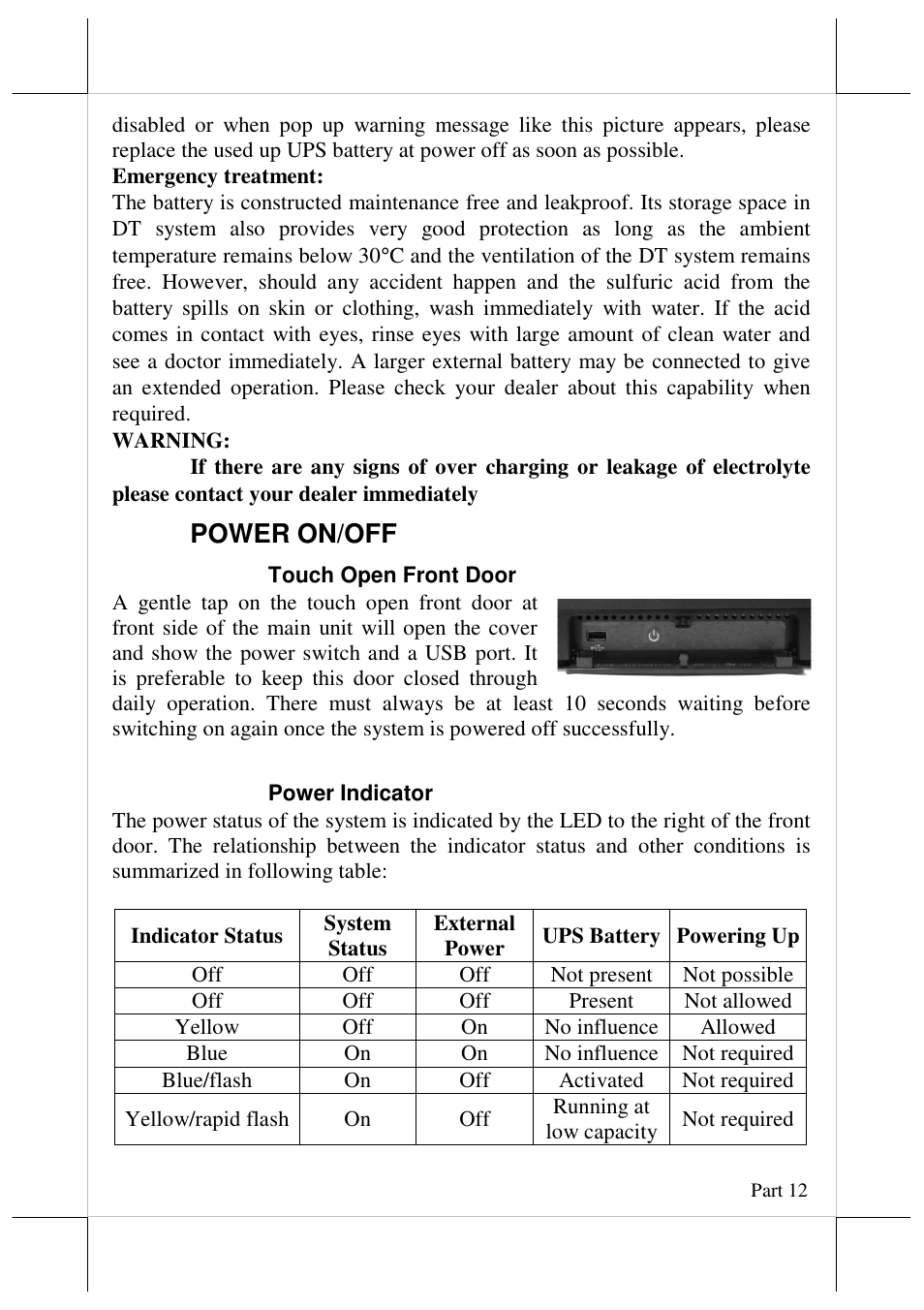 Power on/off | Posiflex DT-308 User Manual | Page 12 / 16