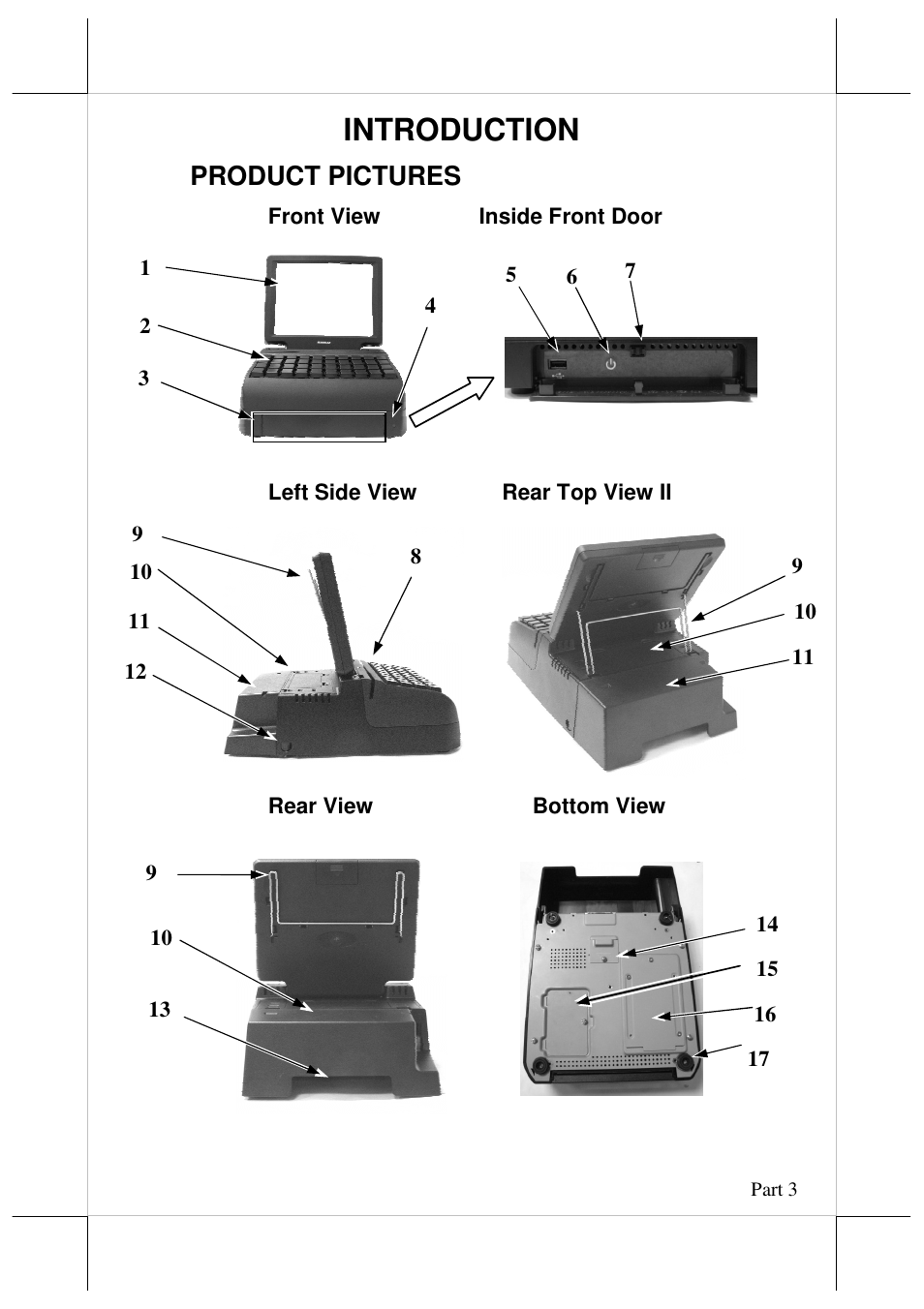 Introduction, Product pictures | Posiflex DT-308 User Manual | Page 3 / 16