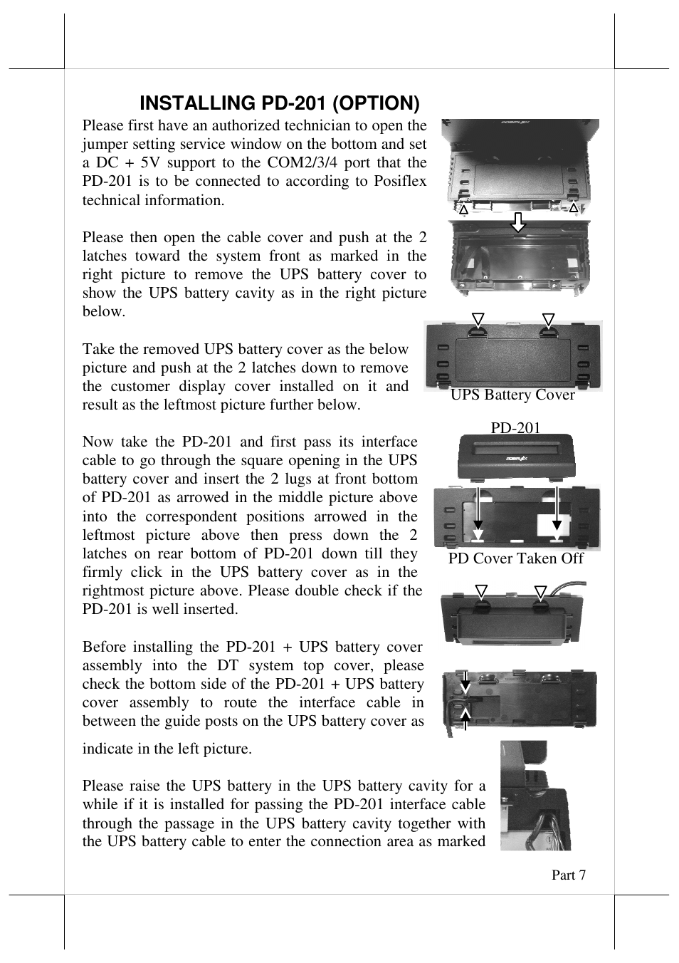 Installing pd-201 (option) | Posiflex DT-308 User Manual | Page 7 / 16