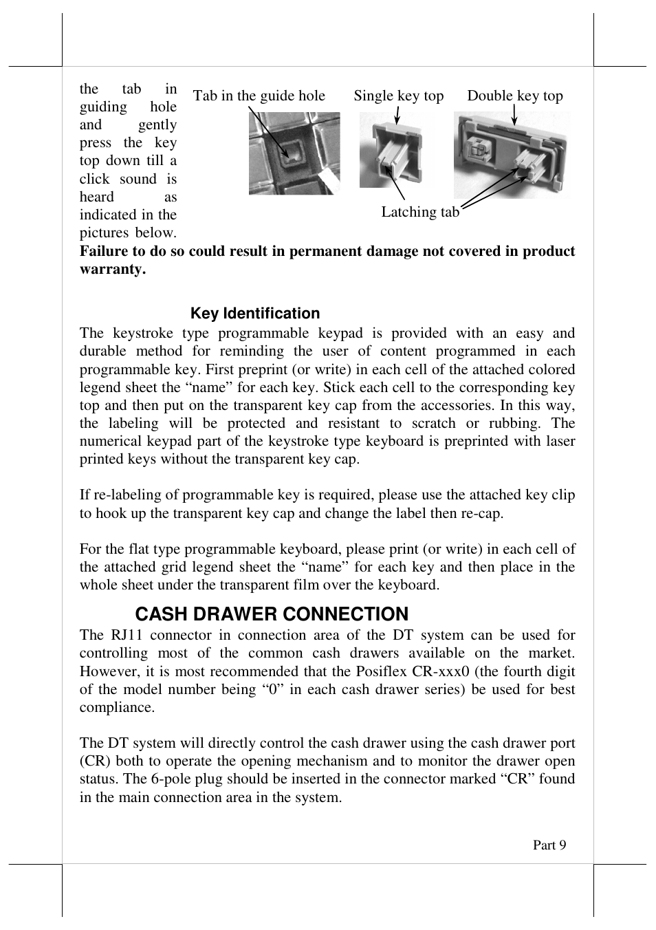 Cash drawer connection | Posiflex DT-308 User Manual | Page 9 / 16