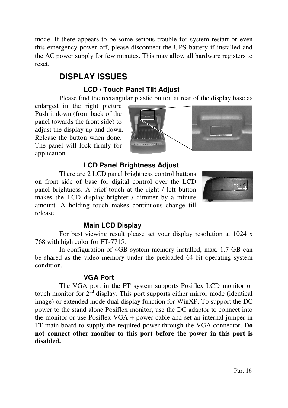 Display issues | Posiflex FT-7715 User Manual | Page 16 / 18