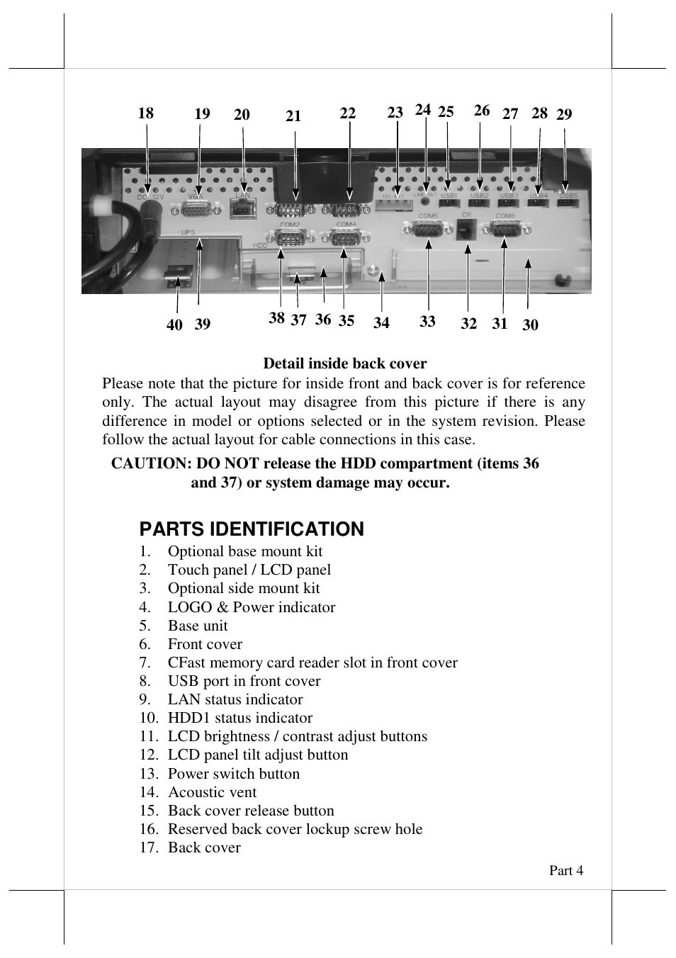 Parts identification | Posiflex FT-7715 User Manual | Page 4 / 18