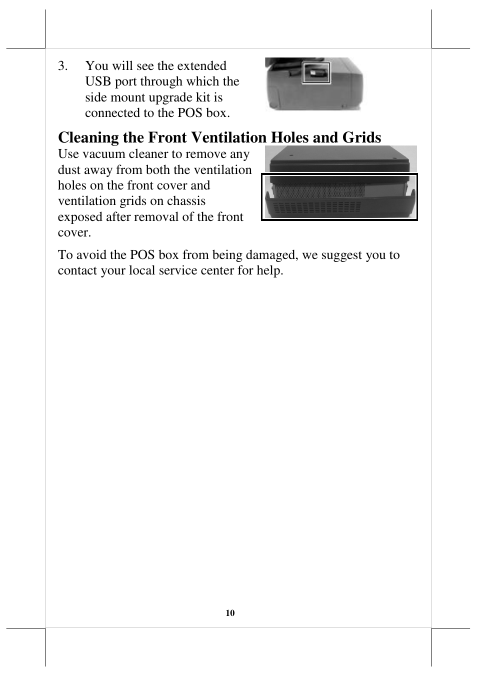 Cleaning the front ventilation holes and grids | Posiflex HT-4712 User Manual | Page 10 / 12
