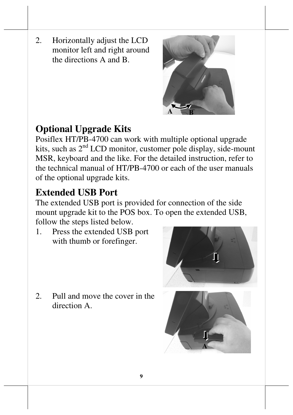 Optional upgrade kits, Extended usb port | Posiflex HT-4712 User Manual | Page 9 / 12